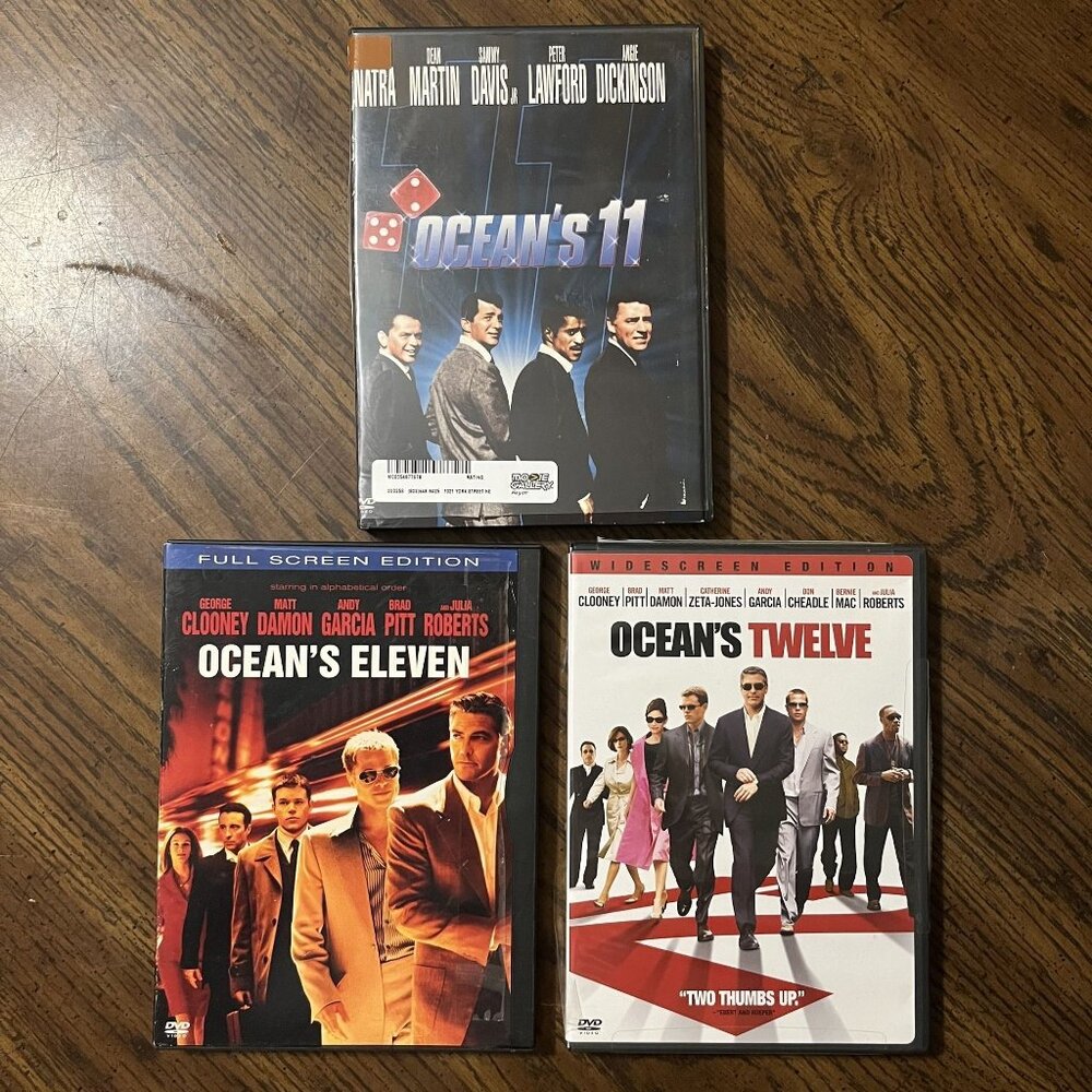 3 DVD Lot Ocean's 11 Sinatra Original Eleven Twelve Clooney Pitt Damon Roberts